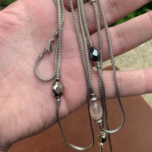 John Hardy X Adwoa Aboah 72 Inch Sterling Silver pink tourmaline Pyrite Necklace - Picture 8 of 16